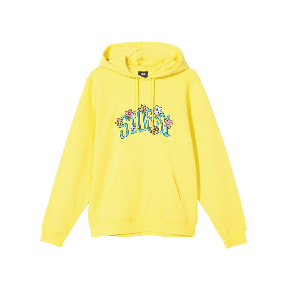 Stussy-Collegiate-Floral-Hoodie-Lemon