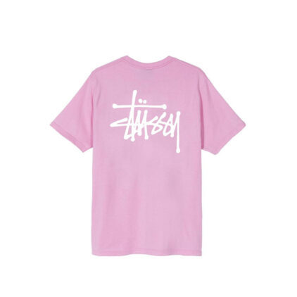 Maglietta Stussy Basic rosa/bianca