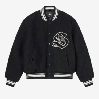 Stussy Schwarze Collegejacke in stile estetico